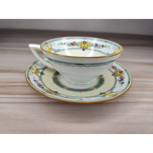 Mintons Helena Dark Green Footed Cup And Saucer England Bone China - Picture 4 of 12